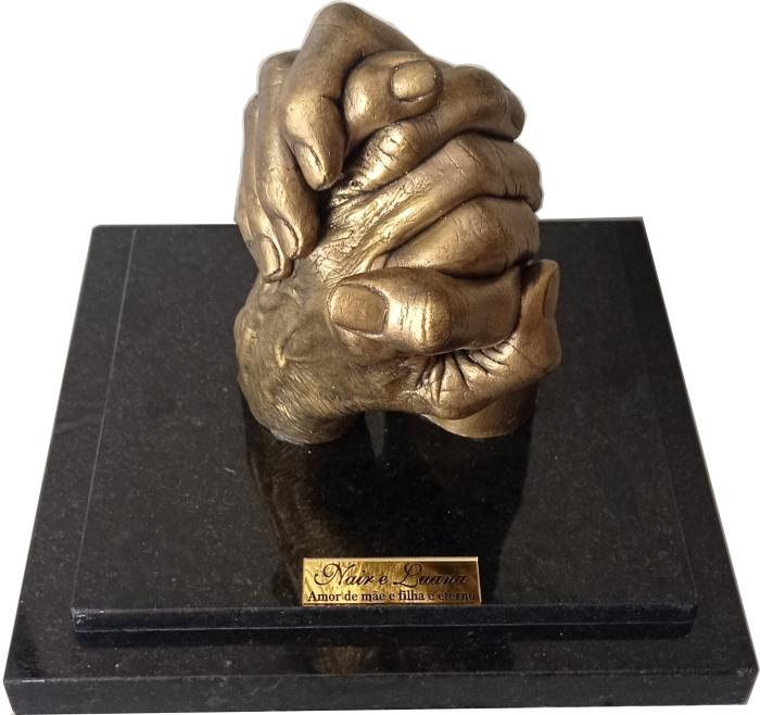 Escultura de mão adulta base granito | Mémorias Eternizadas | Esculturas em Gesso